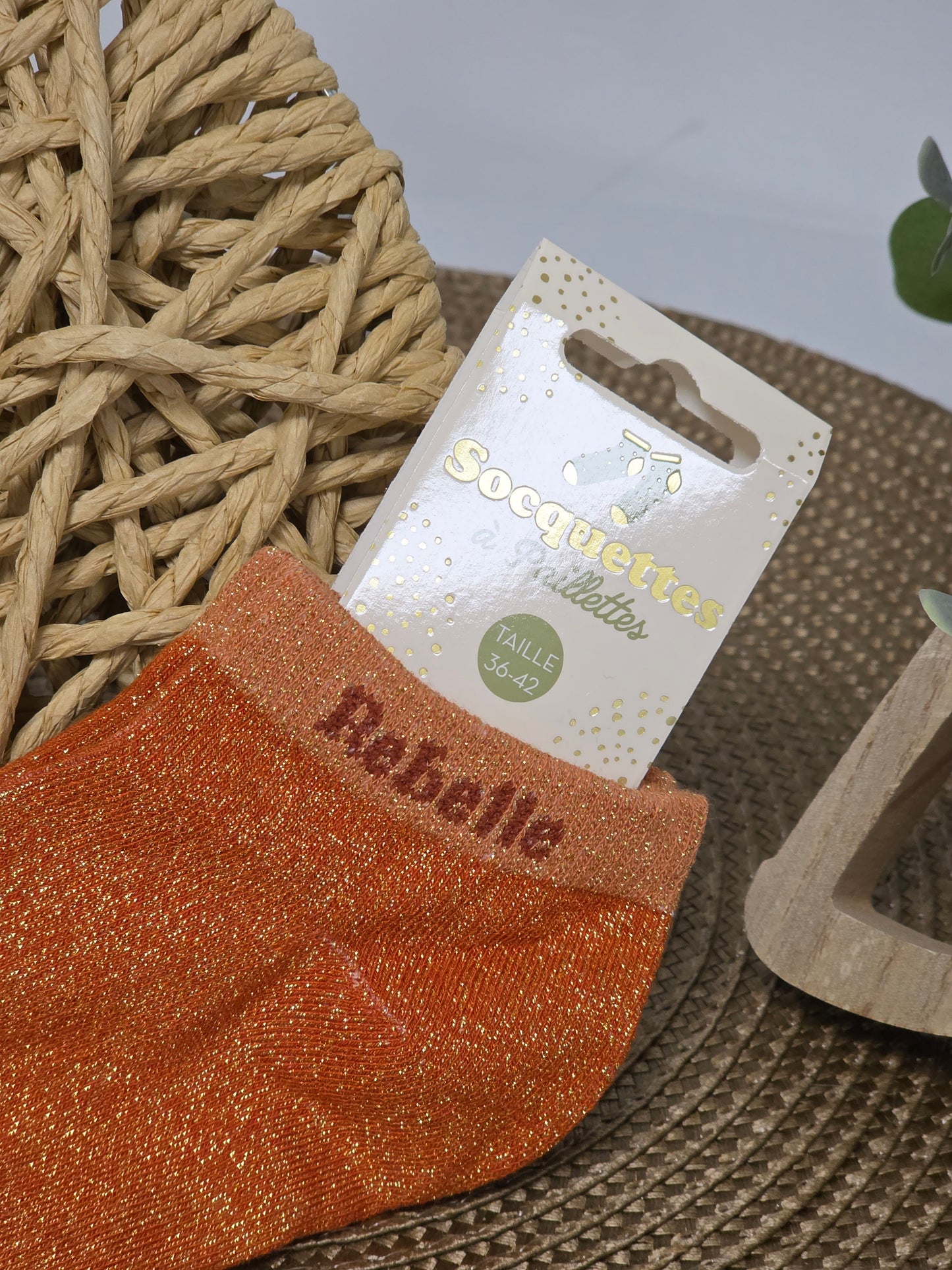 REBELLE - Socquette à Paillette Orange