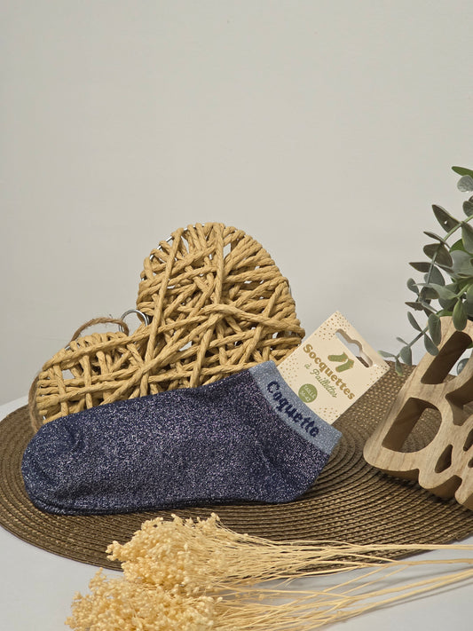 COQUETTE - Socquette à Paillette Bleu