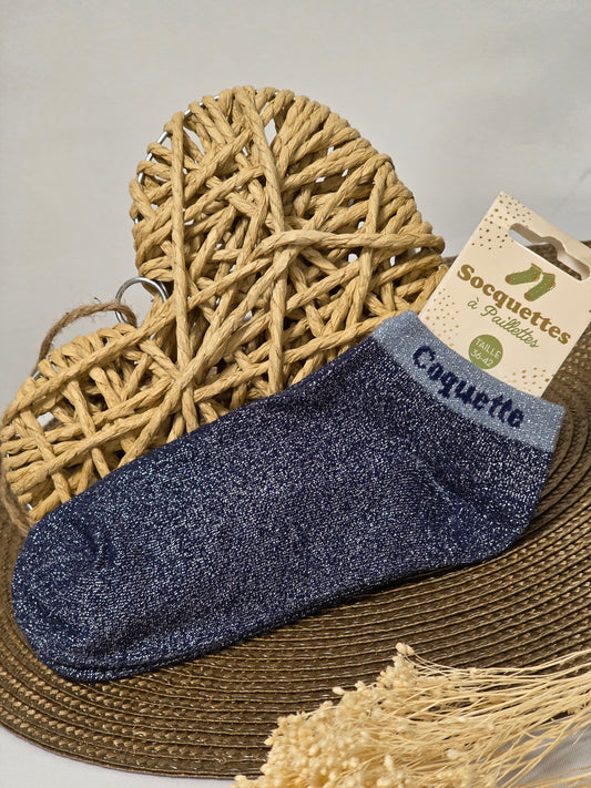 COQUETTE - Socquette à Paillette Bleu