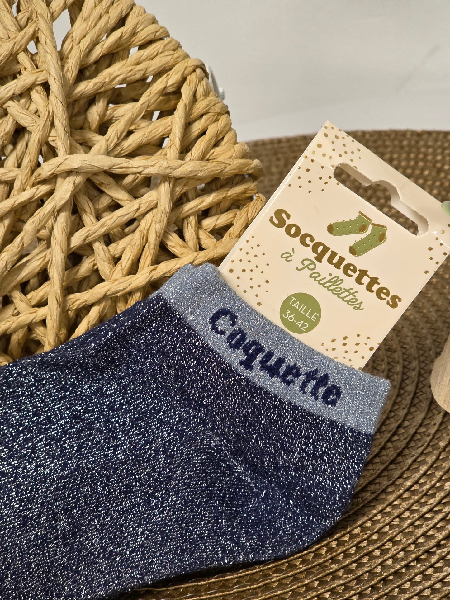 COQUETTE - Socquette à Paillette Bleu