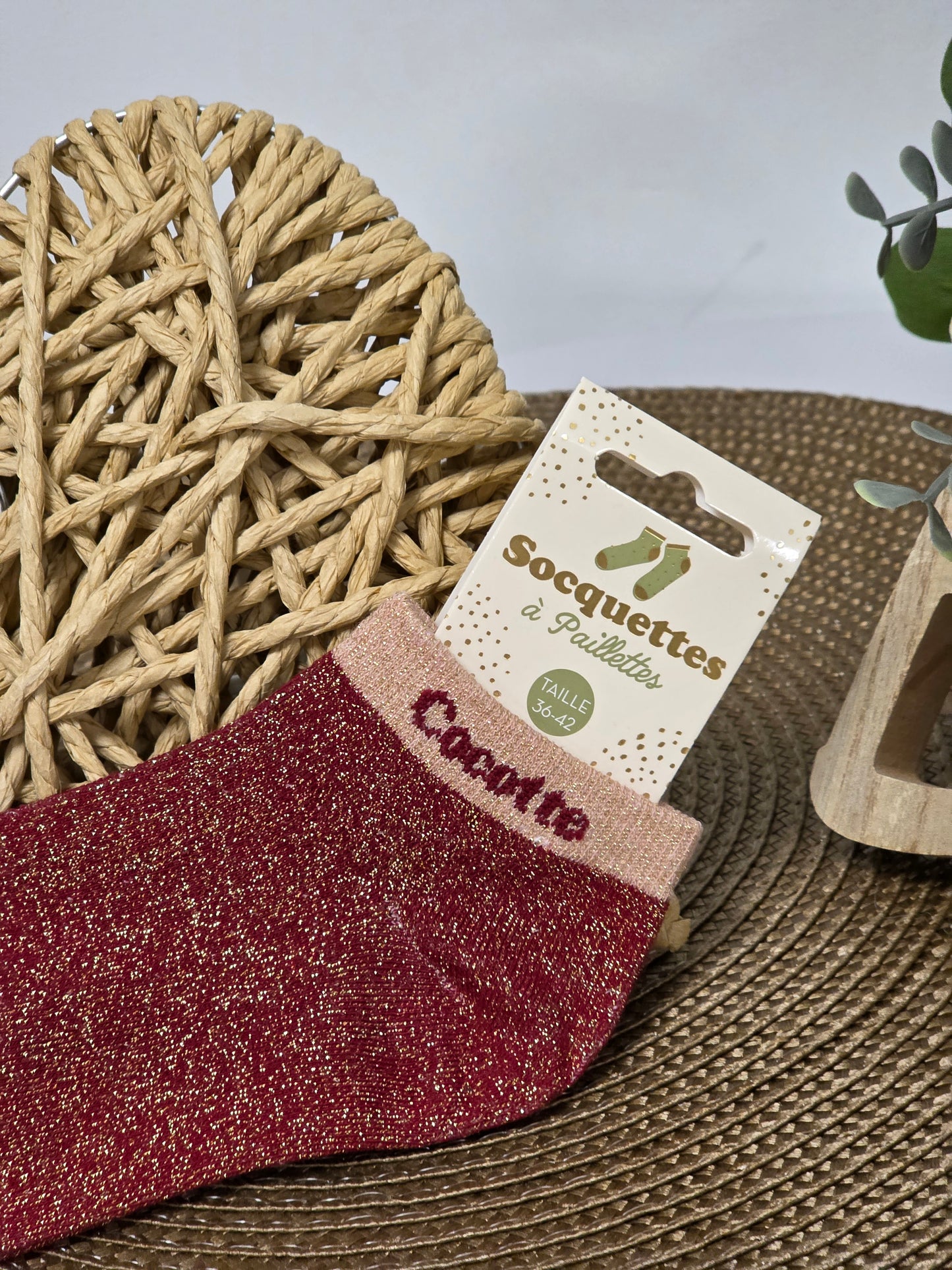 COCOTTE - Socquette à Paillette Bordeaux
