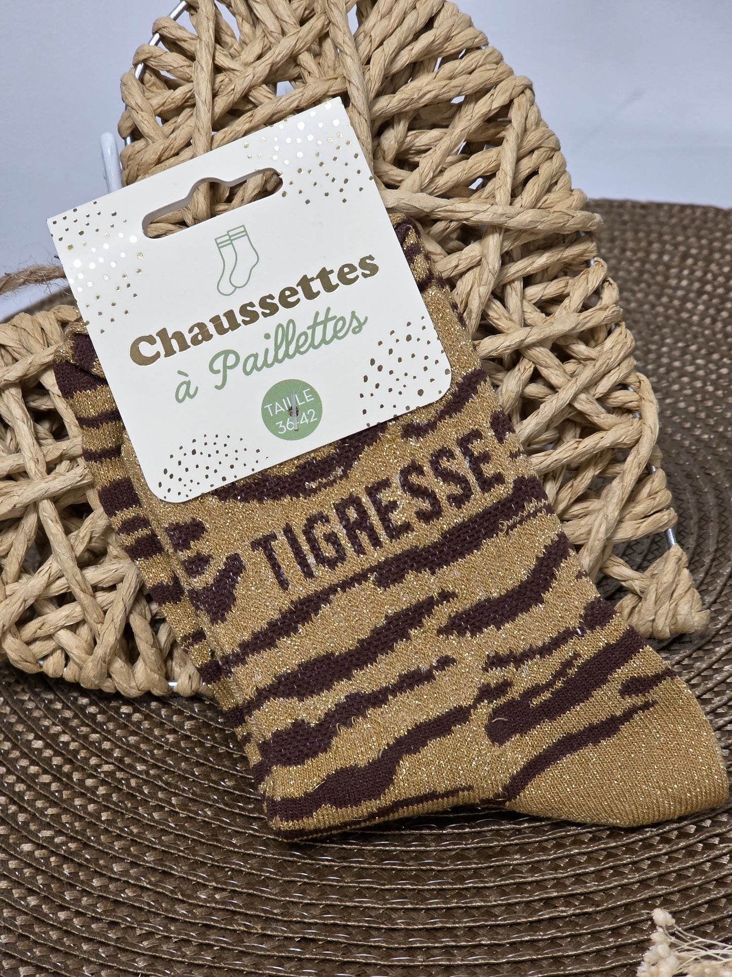 TIGRESSE - Chaussette à Paillette Léopard