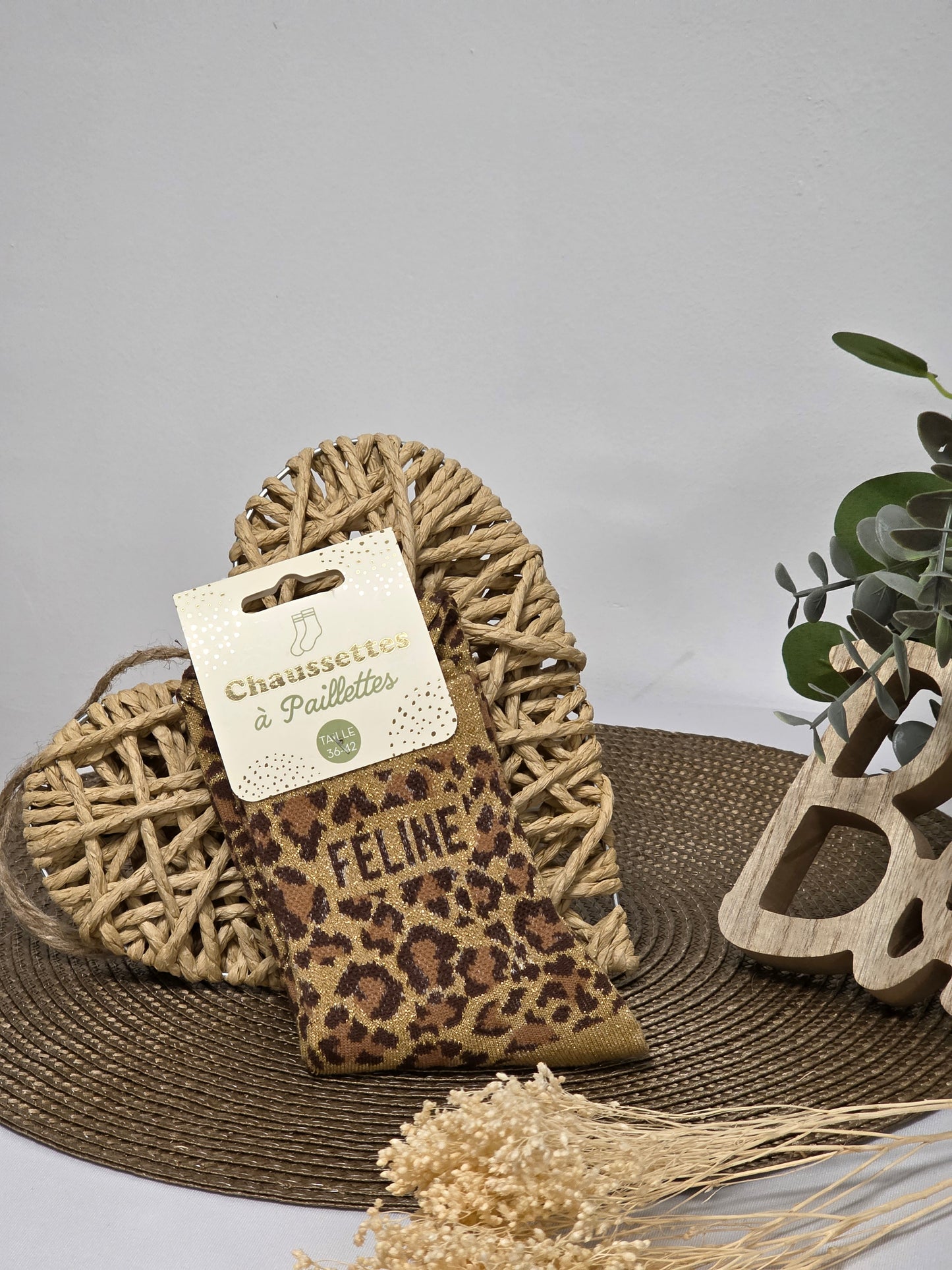 FELINE - Chaussette à Paillette Léopard