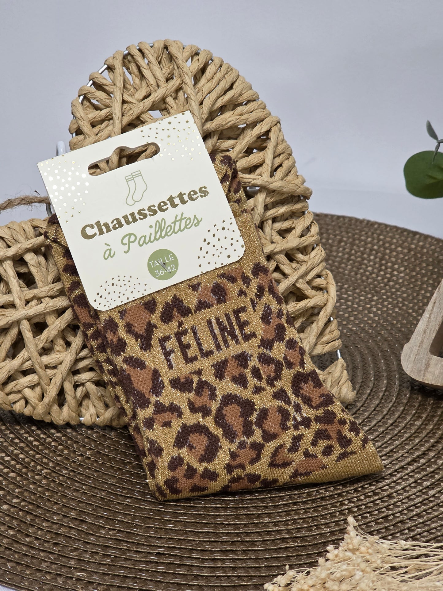 FELINE - Chaussette à Paillette Léopard