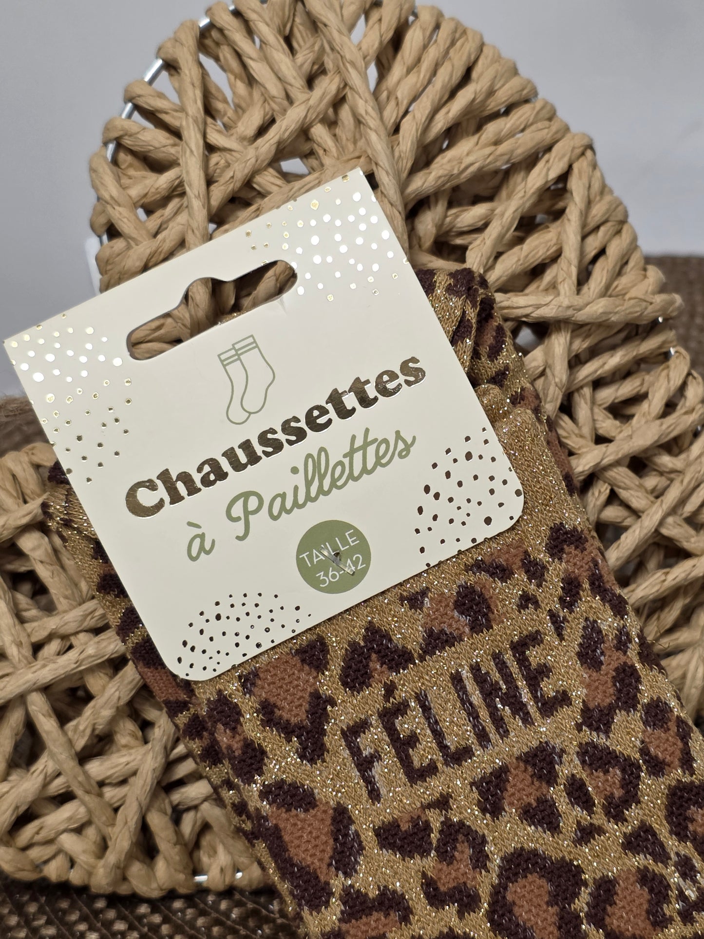 FELINE - Chaussette à Paillette Léopard