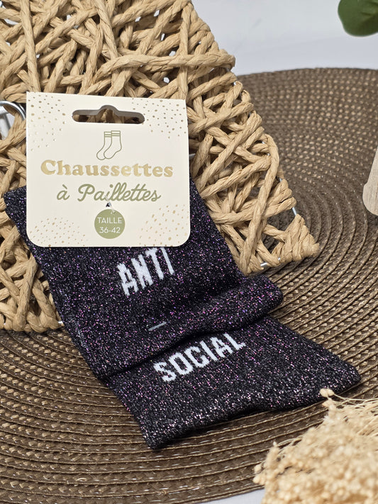 ANTI SOCIAL - Chaussette à Paillette Duo