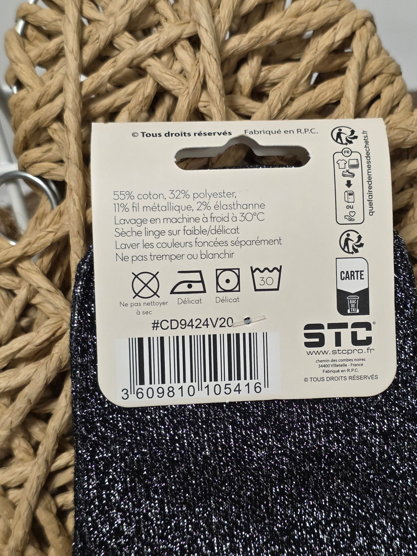 BRINGUEUSE - Chaussette à Paillette Noir