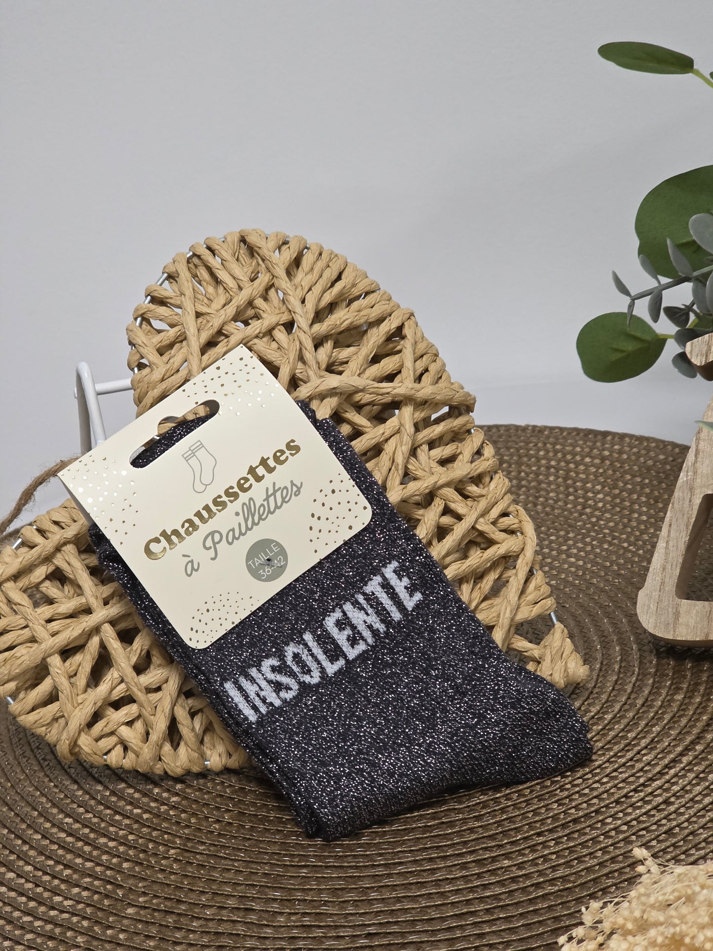 INSOLENTE - Chaussette à Paillette Noir