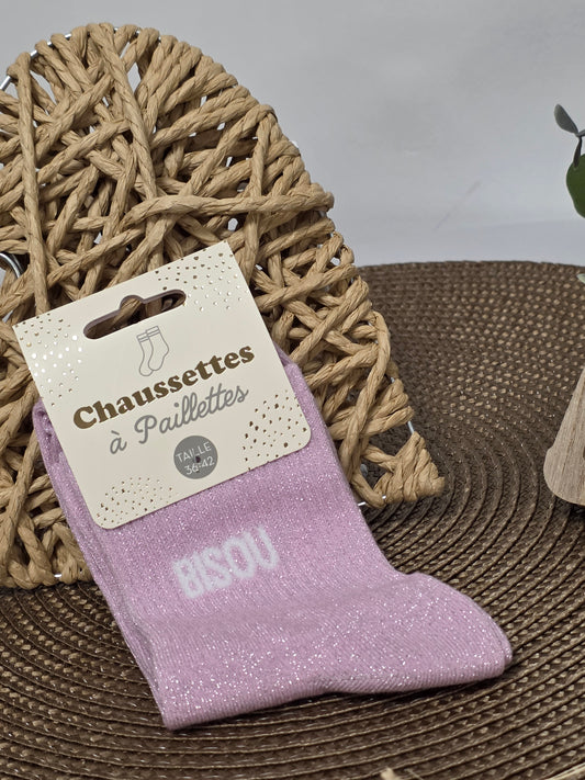BISOU - Chaussette à Paillette Violet