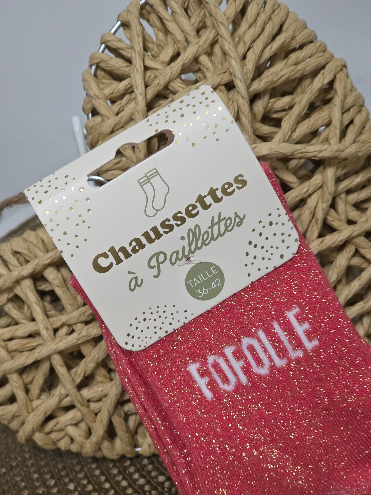 FOFOLLE - Chaussette à Paillette Rose