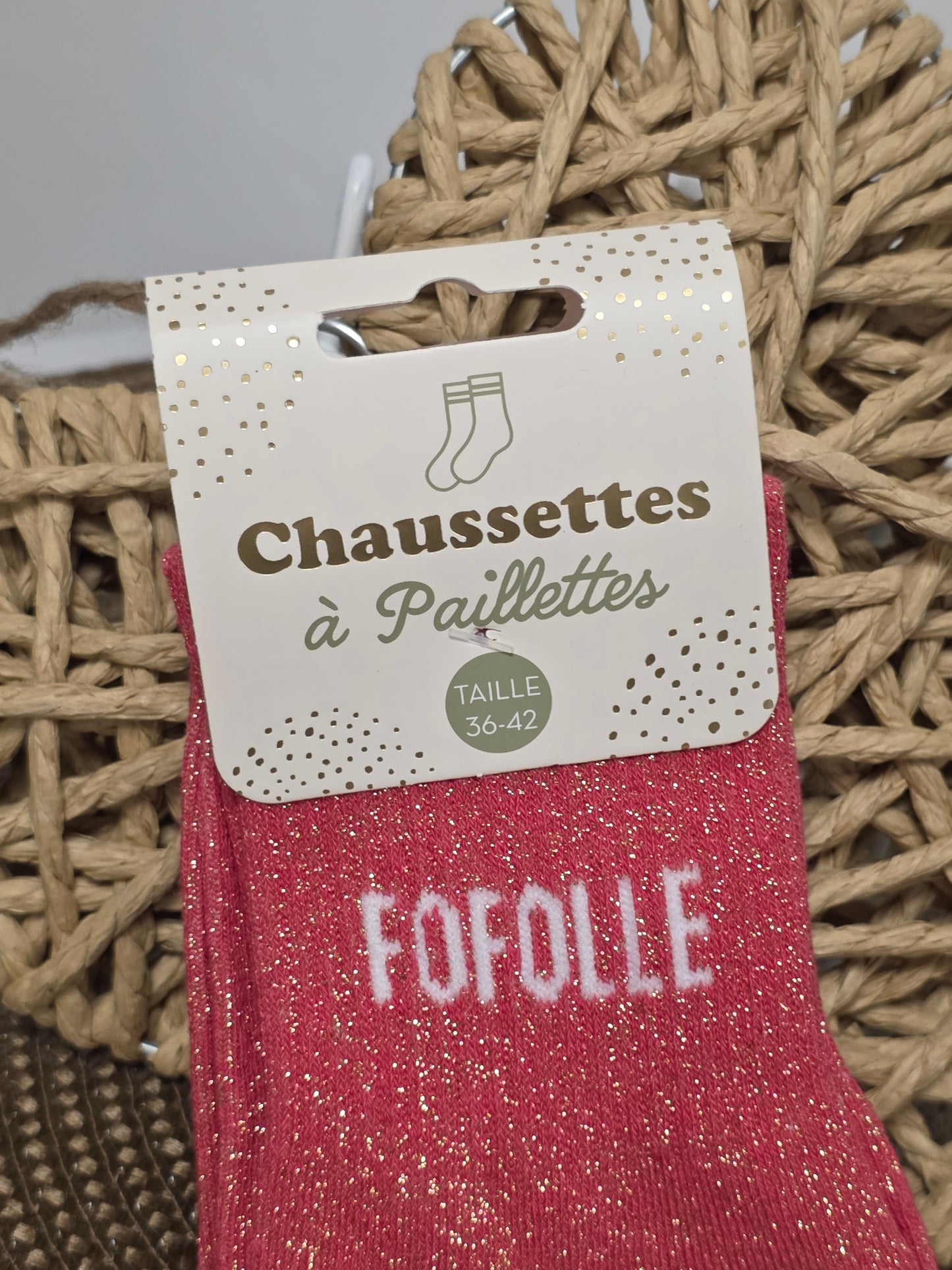 FOFOLLE - Chaussette à Paillette Rose