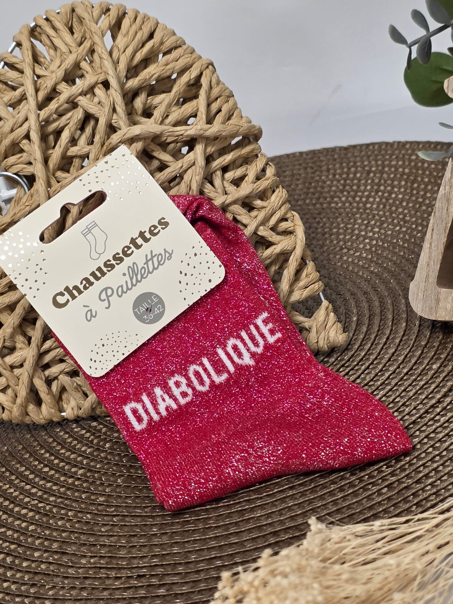 DIABOLIQUE - Chaussette à Paillette Bordeaux