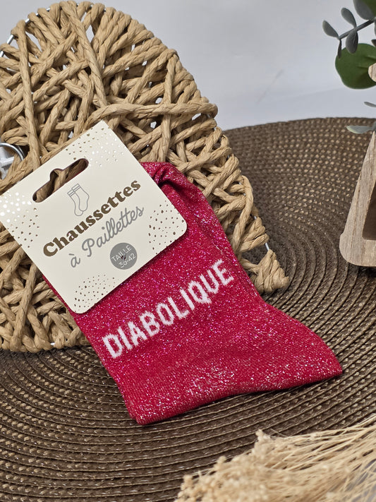 DIABOLIQUE - Chaussette à Paillette Bordeaux