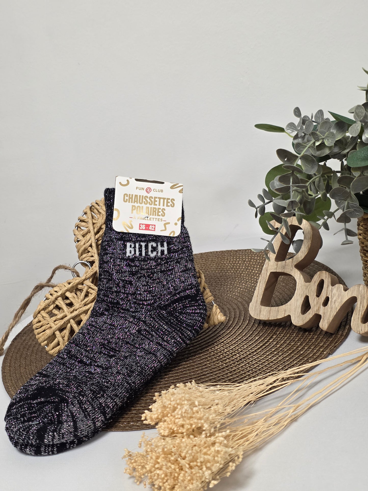 BITCH - Chaussette Polaire à Paillette