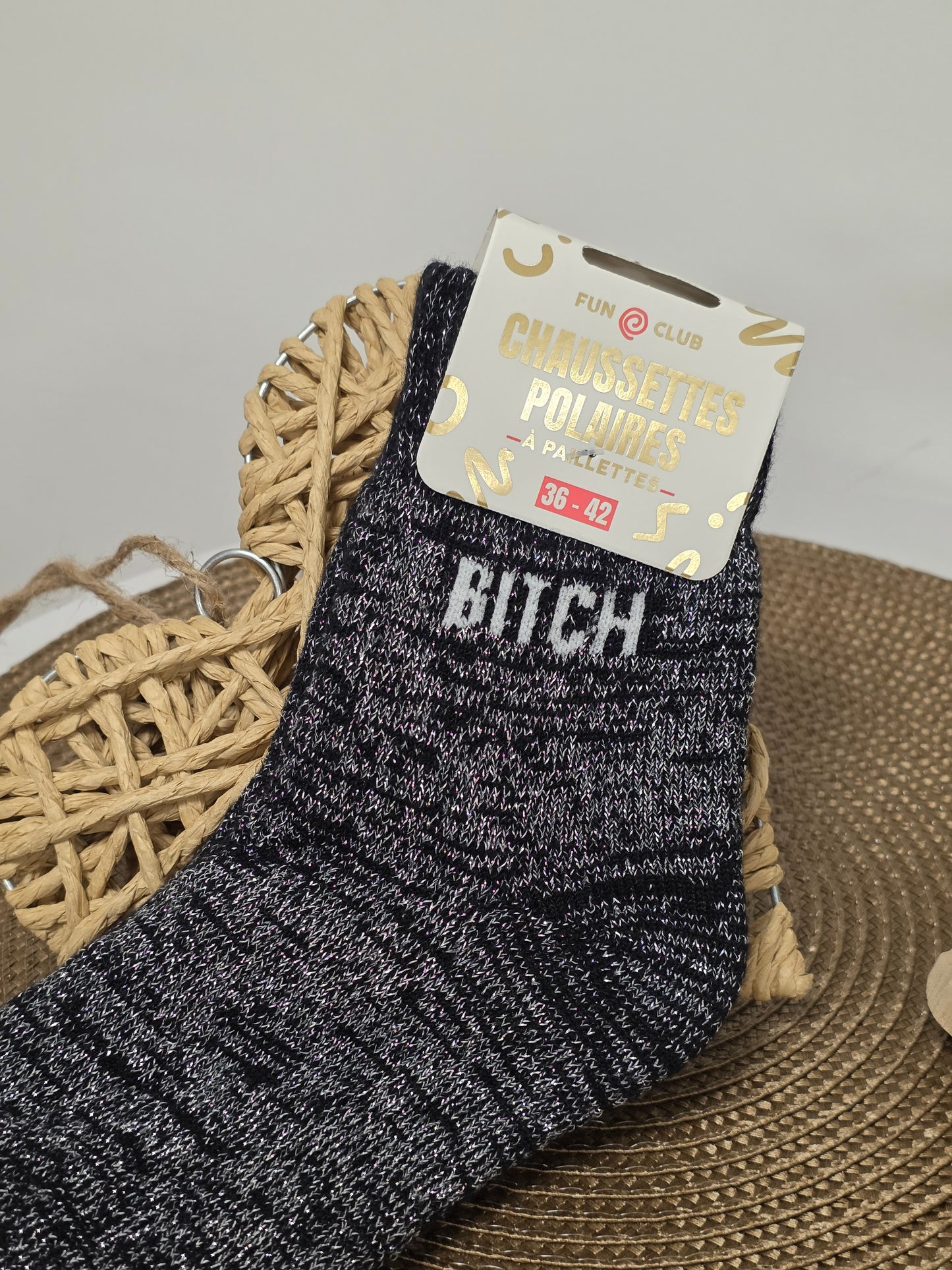 BITCH - Chaussette Polaire à Paillette