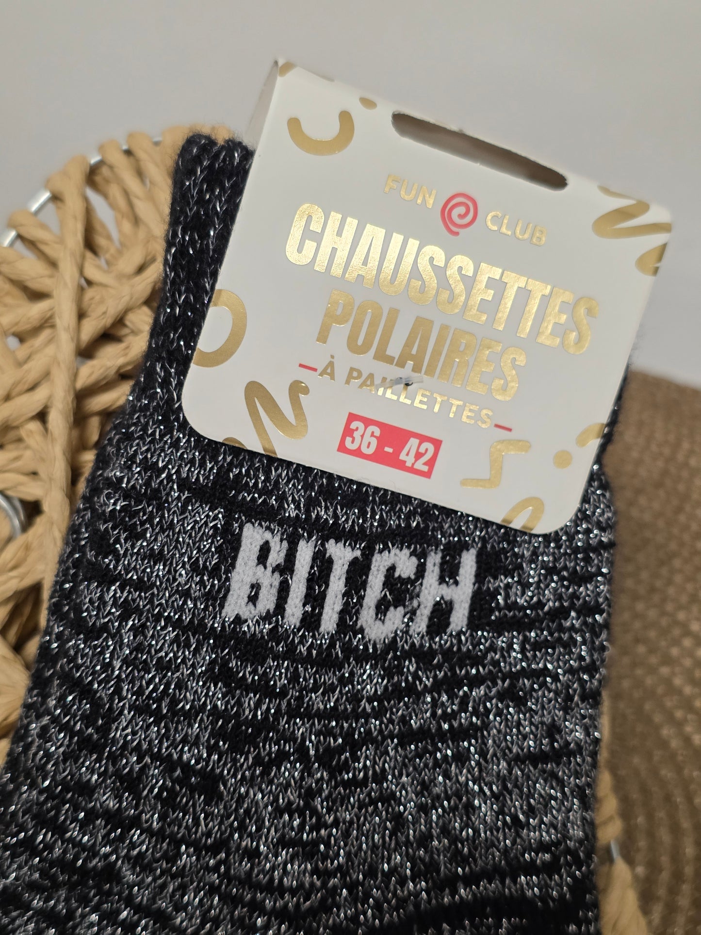 BITCH - Chaussette Polaire à Paillette