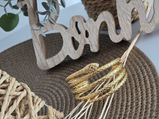 Notre Collection de Bijoux - Bracelet Jonc Effet Serpent Doré