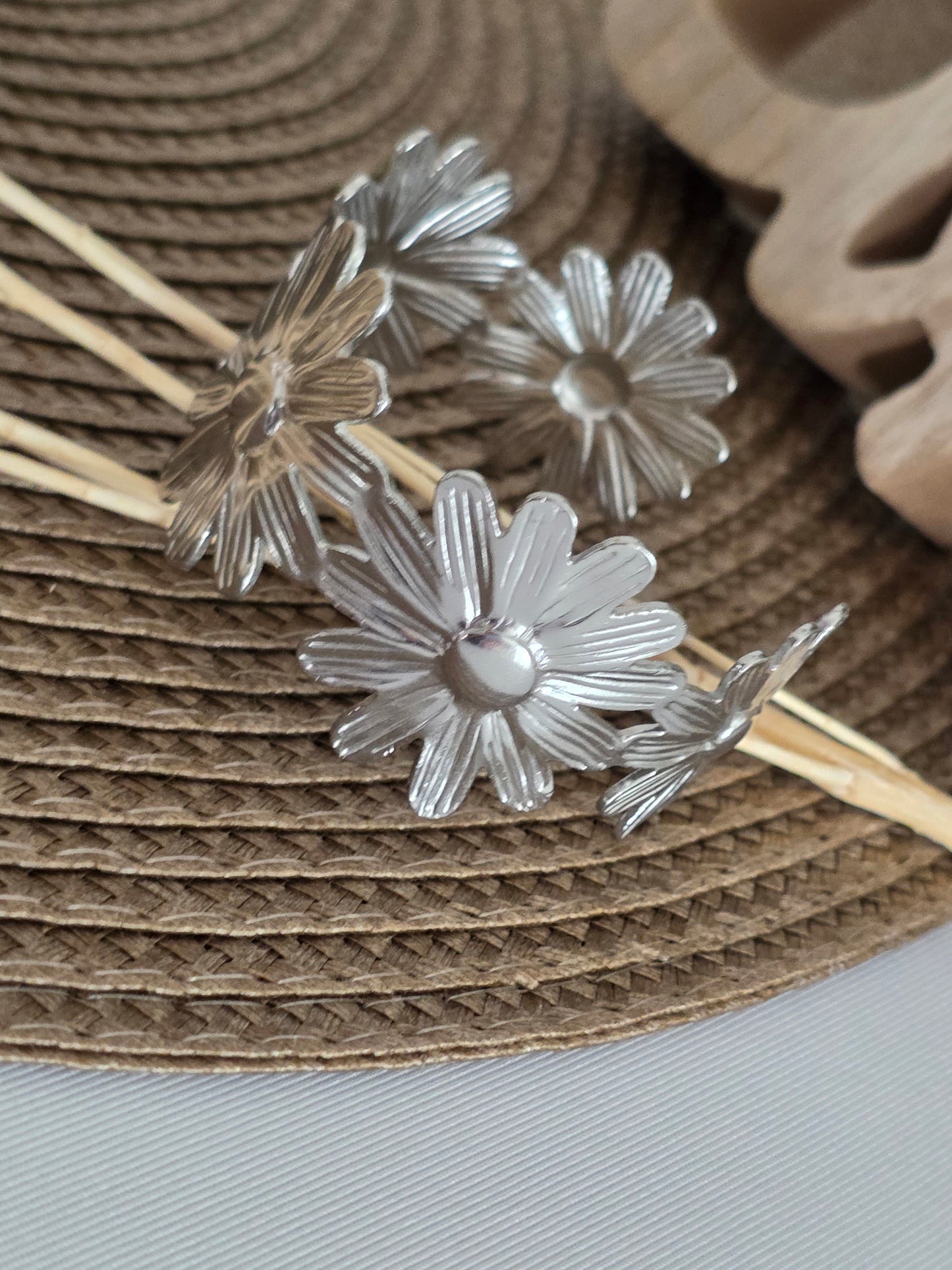 Notre Collection de Bijoux - Bracelet Jonc à Fleur Argenté