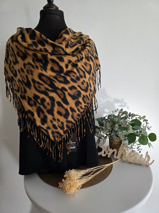 🧣Echarpe Carrée Femme Automne Hiver imprimé Léopard🧣