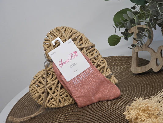 REVEUSE - Chaussette à Paillette Enfant Corail Foncé
