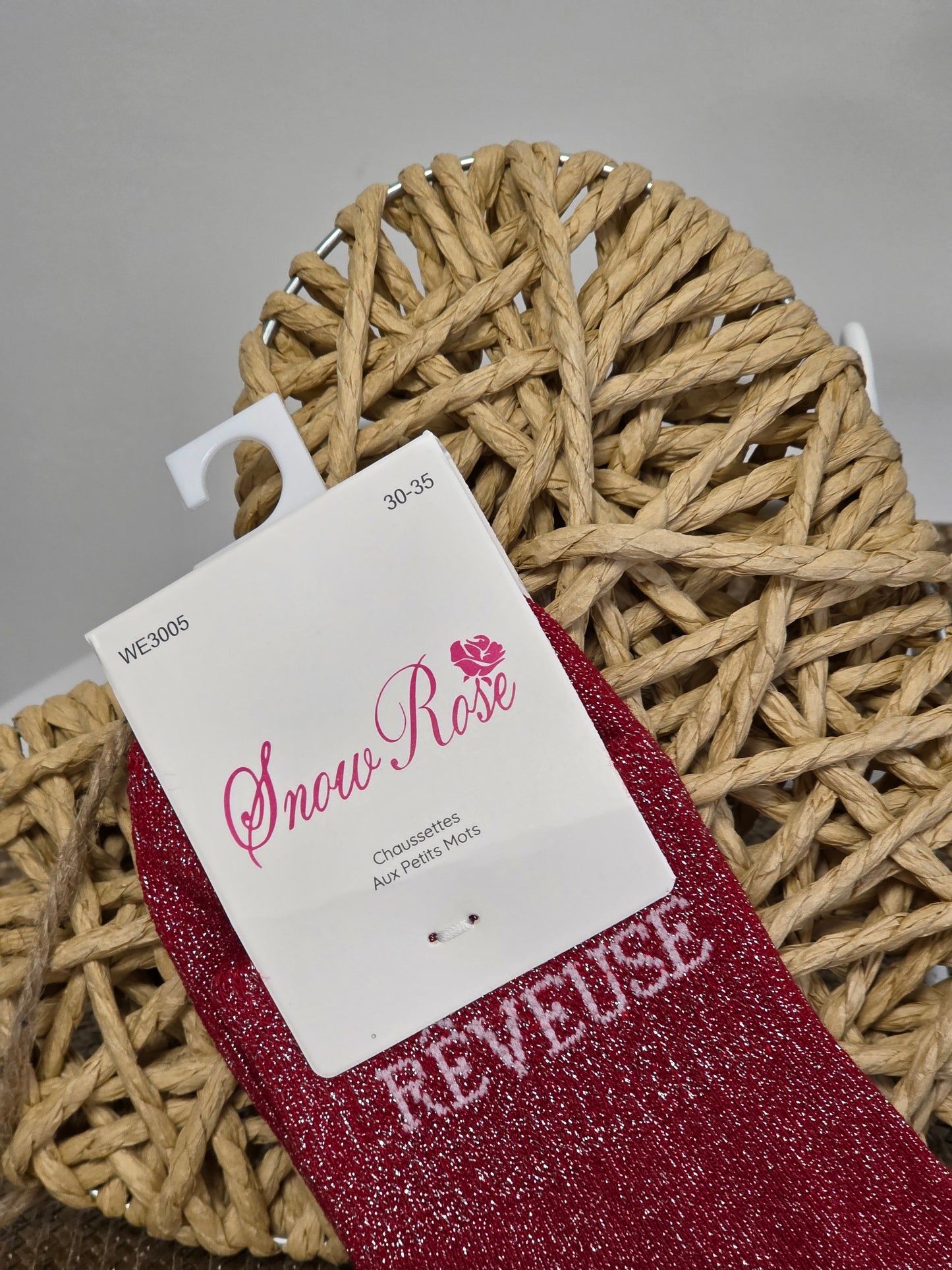 REVEUSE - Chaussette à Paillette Enfant Rouge Foncé