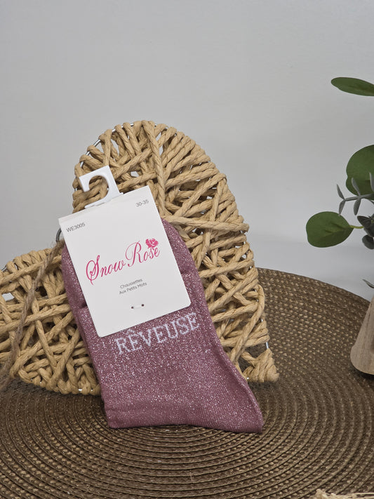 REVEUSE - Chaussette à Paillette Enfant Violine