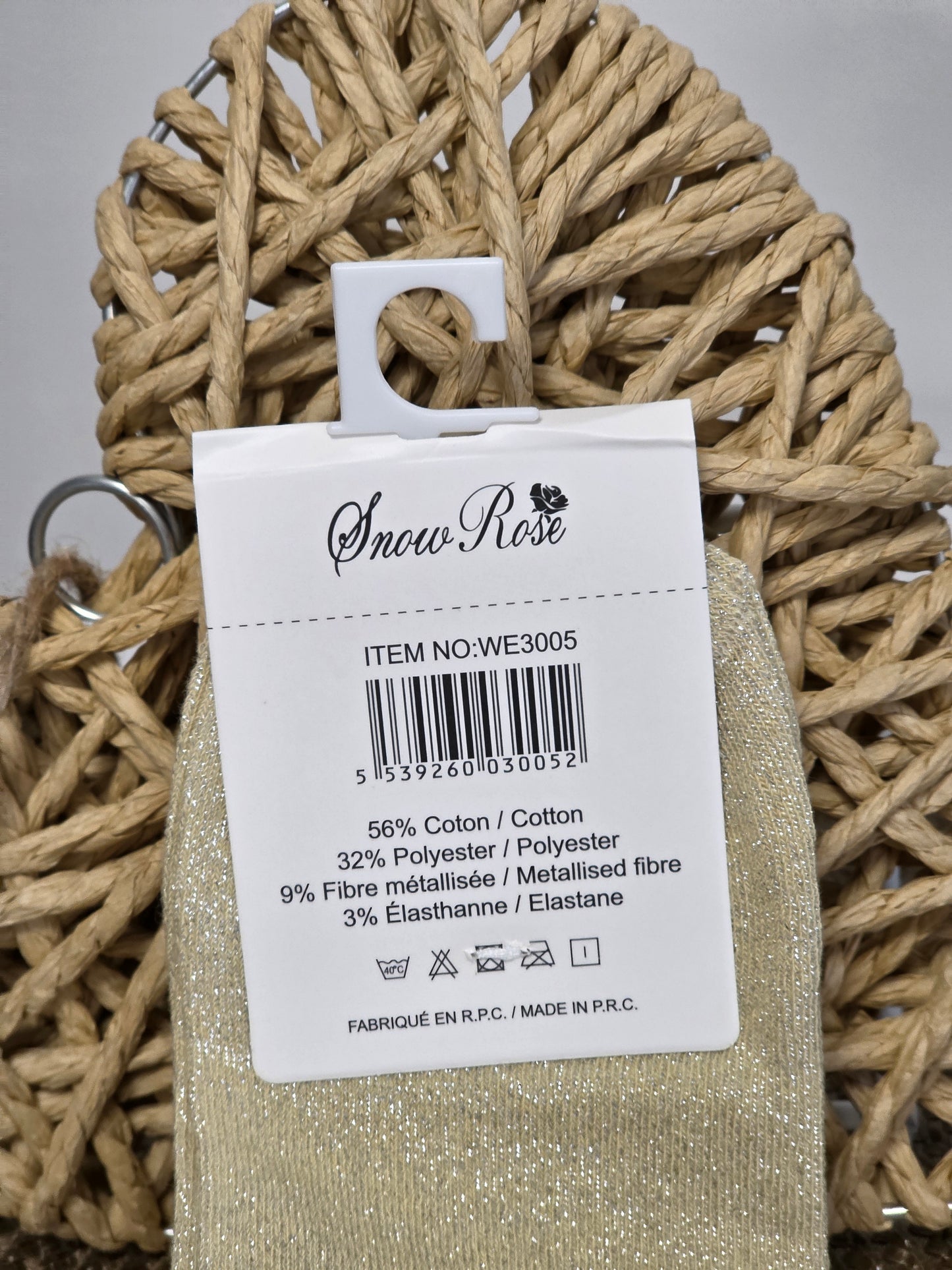 REVEUSE - Chaussette à Paillette Enfant Beige Clair