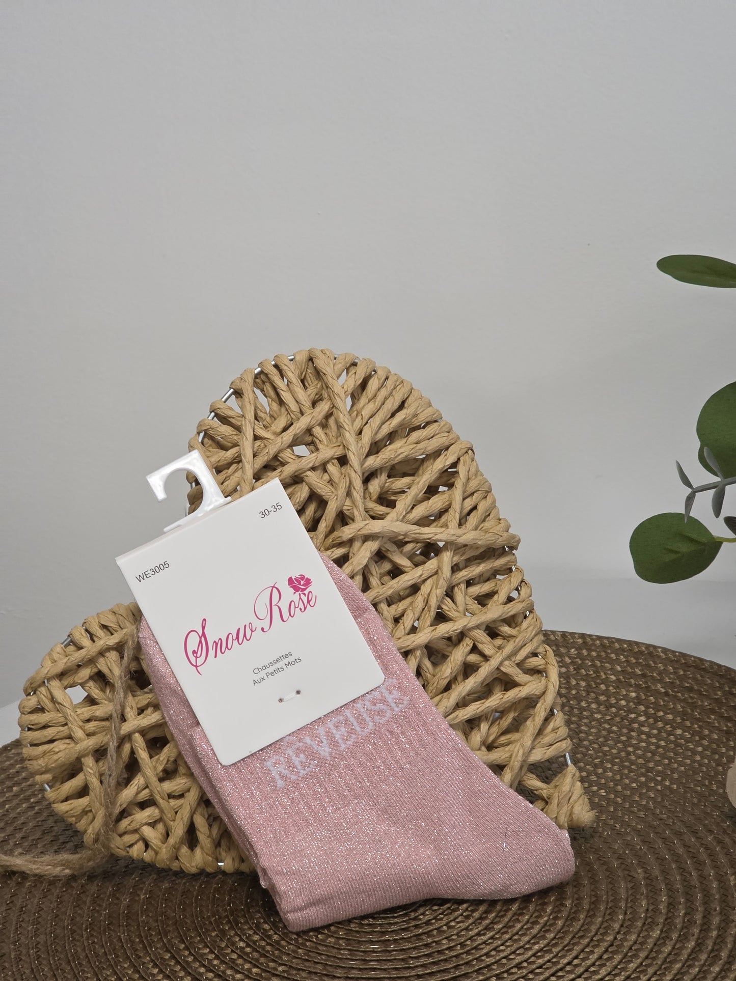 REVEUSE - Chaussette à Paillette Enfant Rose Clair