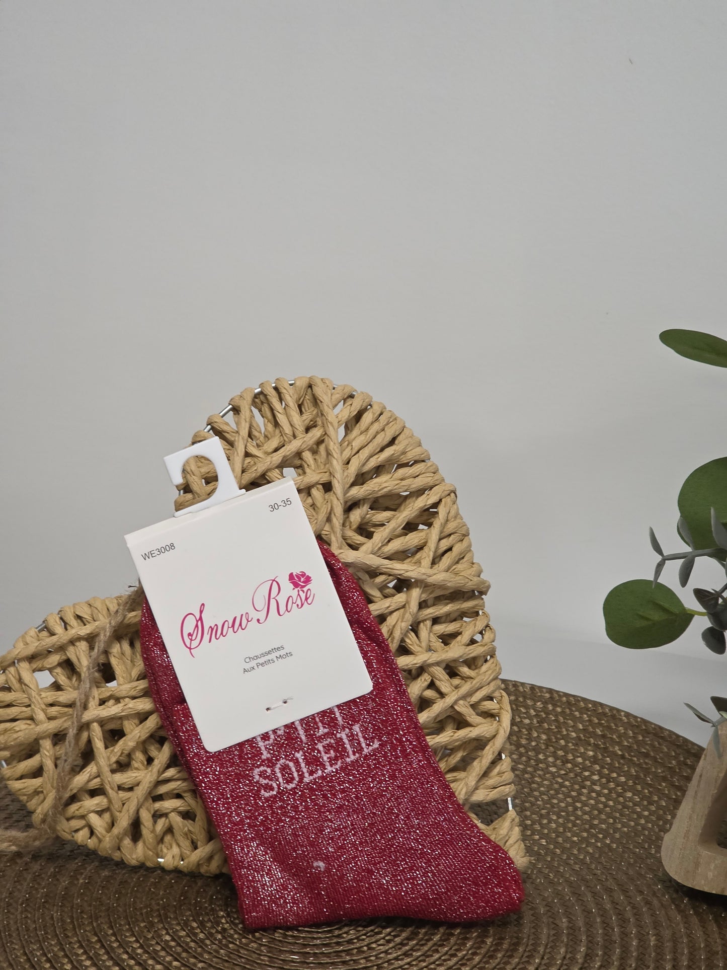 P'TIT SOLEIL - Chaussette à Paillette Enfant Rouge Foncé