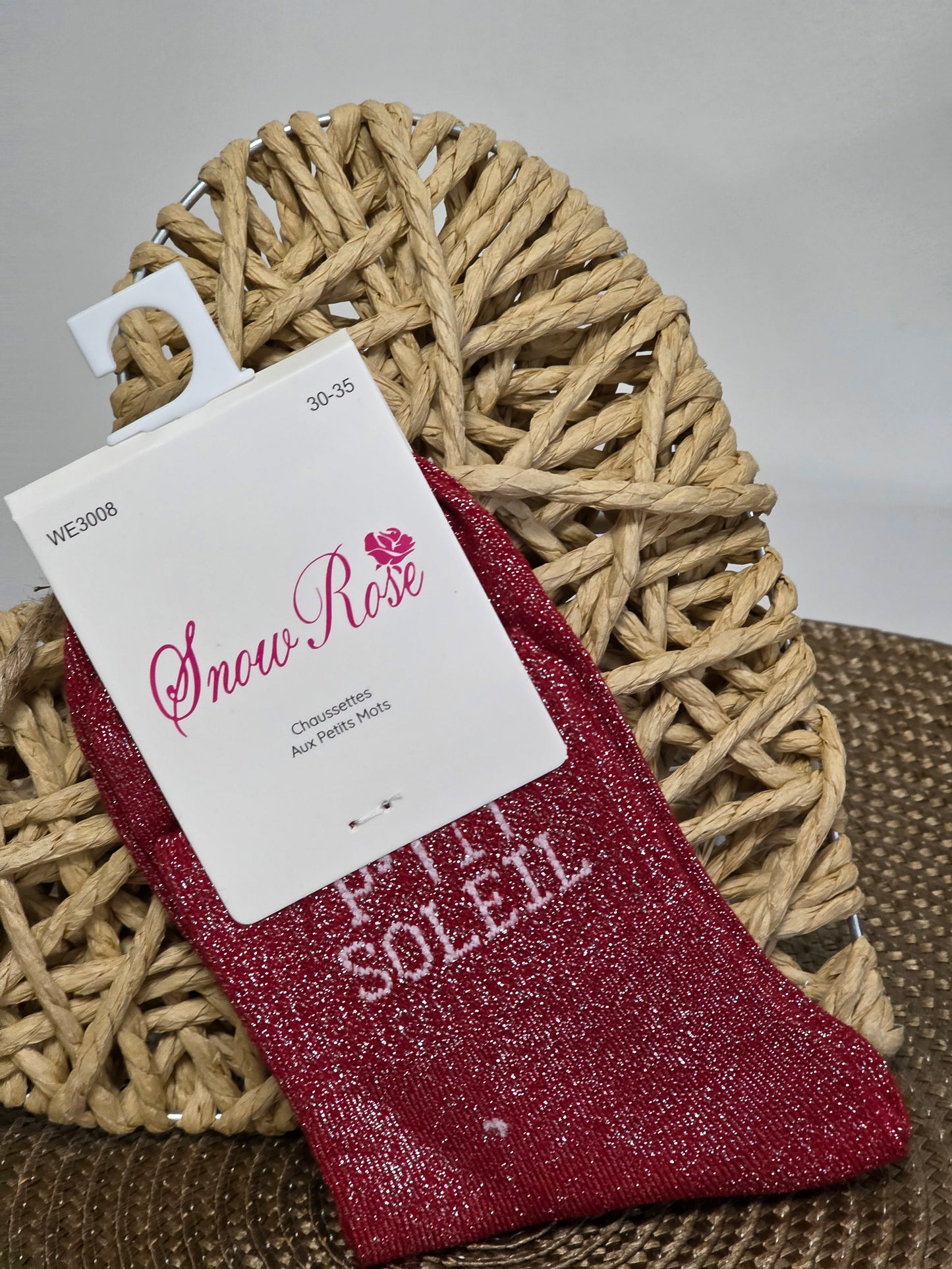 P'TIT SOLEIL - Chaussette à Paillette Enfant Rouge Foncé