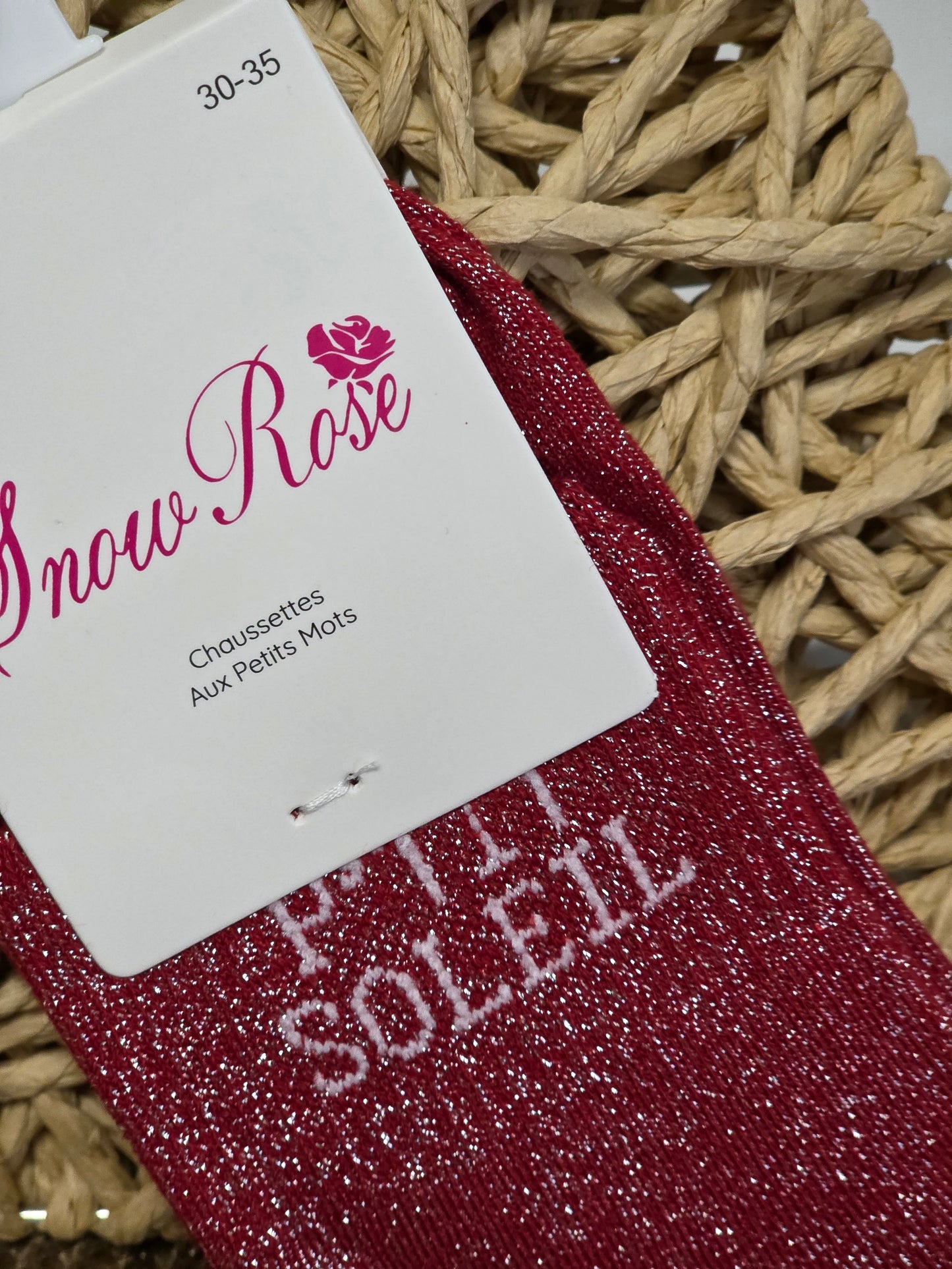 P'TIT SOLEIL - Chaussette à Paillette Enfant Rouge Foncé