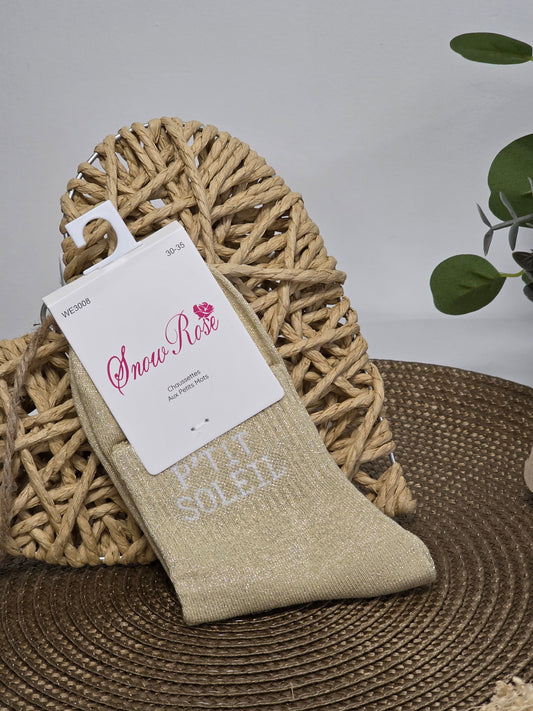 P'TIT SOLEIL - Chaussette à Paillette Enfant Beige Clair
