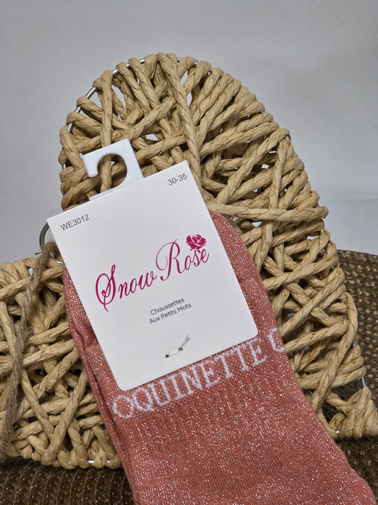 COQUINETTE - Chaussette à Paillette Enfant Corail Foncé