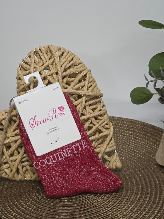 COQUINETTE - Chaussette à Paillette Enfant Rouge Foncé