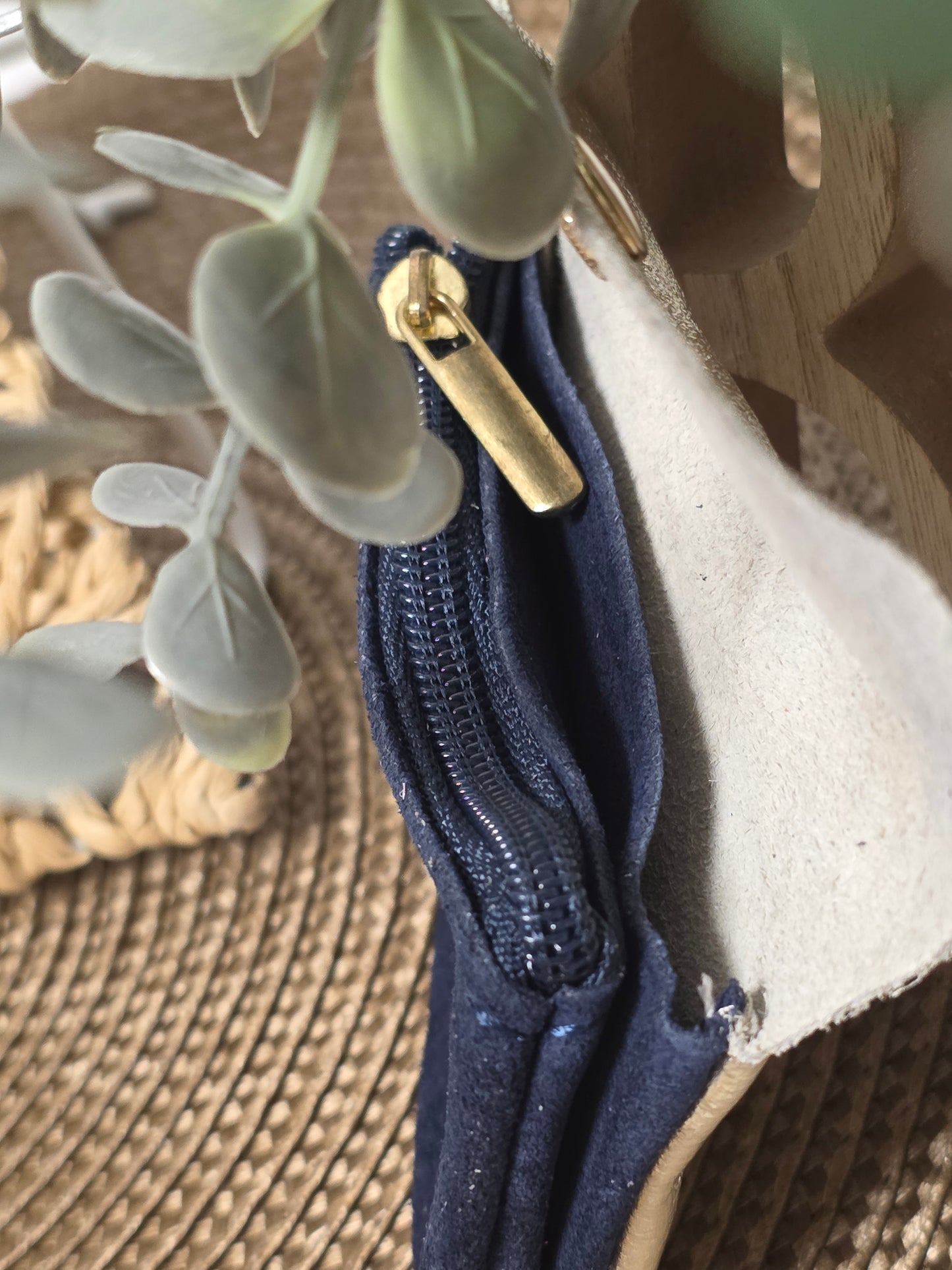 Petit Porte Monnaie Cuir Daim Marine