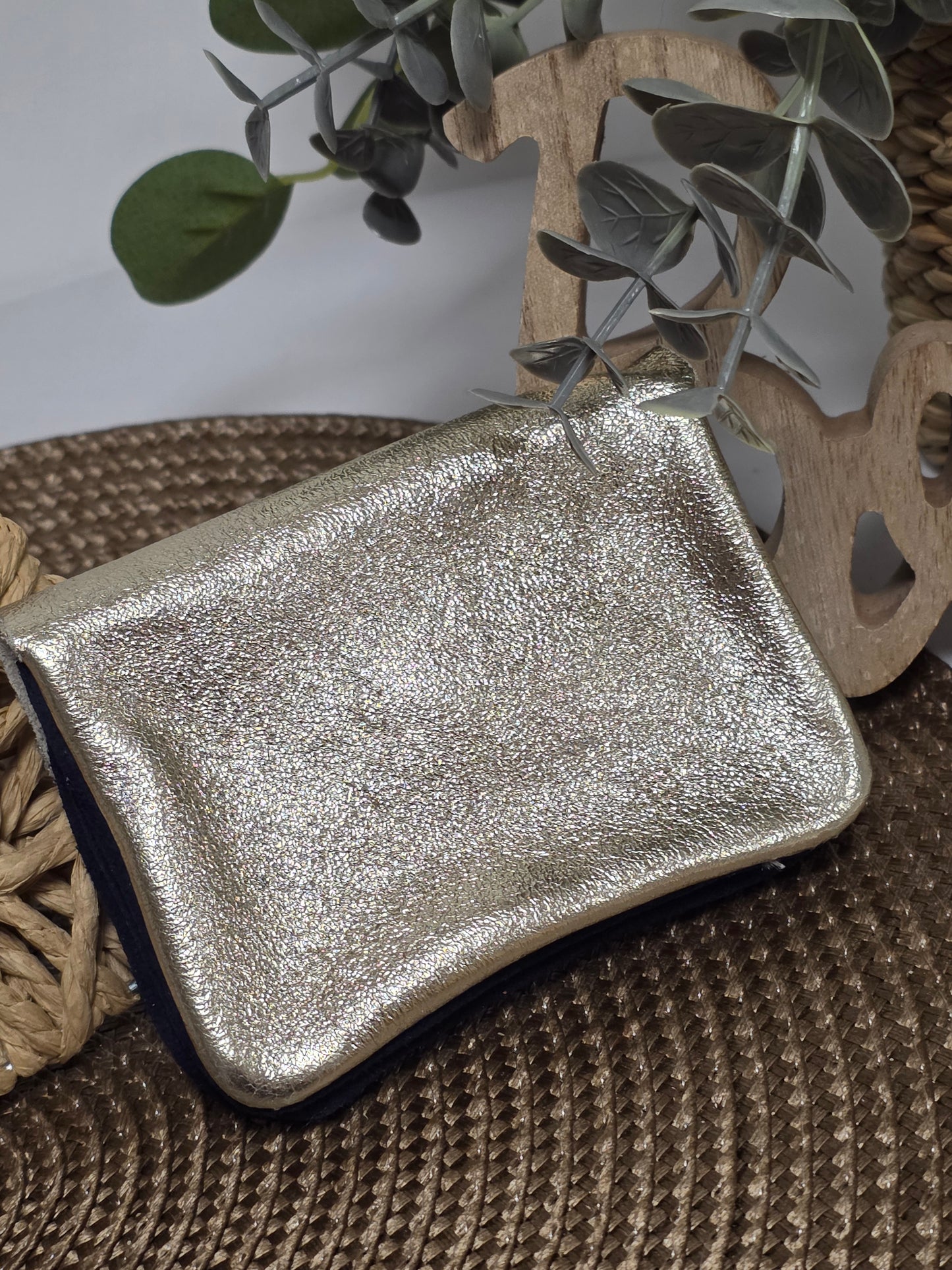 Petit Porte Monnaie Cuir Daim Marine