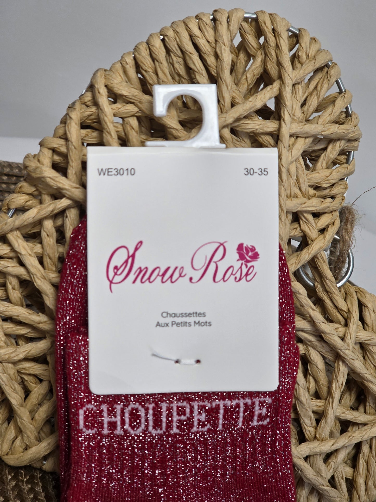 CHOUPETTE - Chaussette à Paillette Enfant  Rouge Foncé