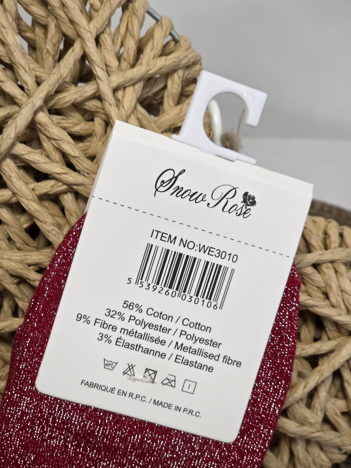 CHOUPETTE - Chaussette à Paillette Enfant  Rouge Foncé