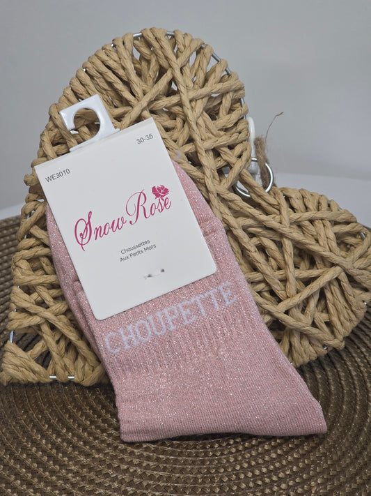 CHOUPETTE - Chaussette à Paillette Enfant  Rose
