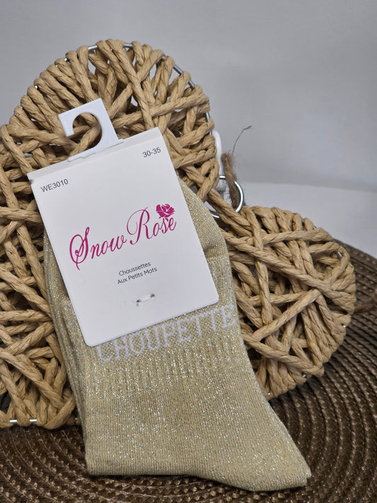 CHOUPETTE - Chaussette à Paillette Enfant  Beige