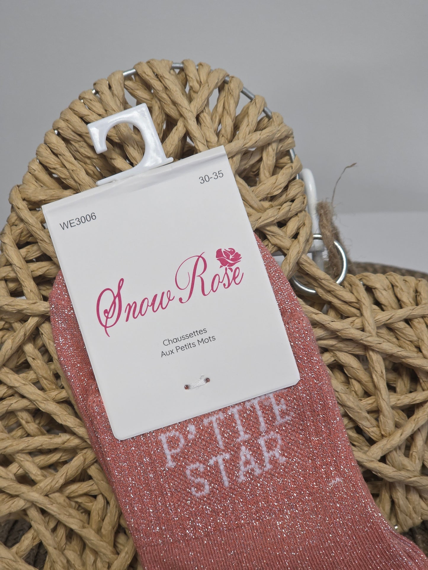 P'TITE STAR - Chaussette à Paillette Enfant  Corail Foncé