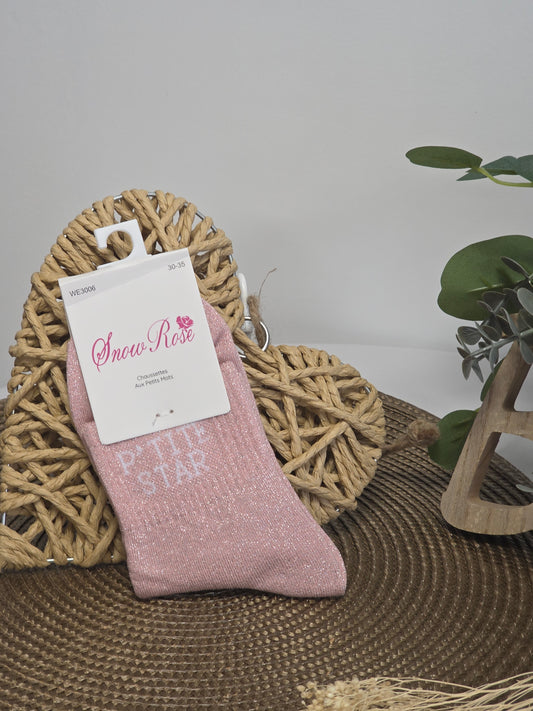 P'TITE STAR - Chaussette à Paillette Enfant  Rose Clair