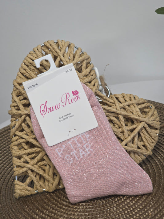 P'TITE STAR - Chaussette à Paillette Enfant  Rose Clair
