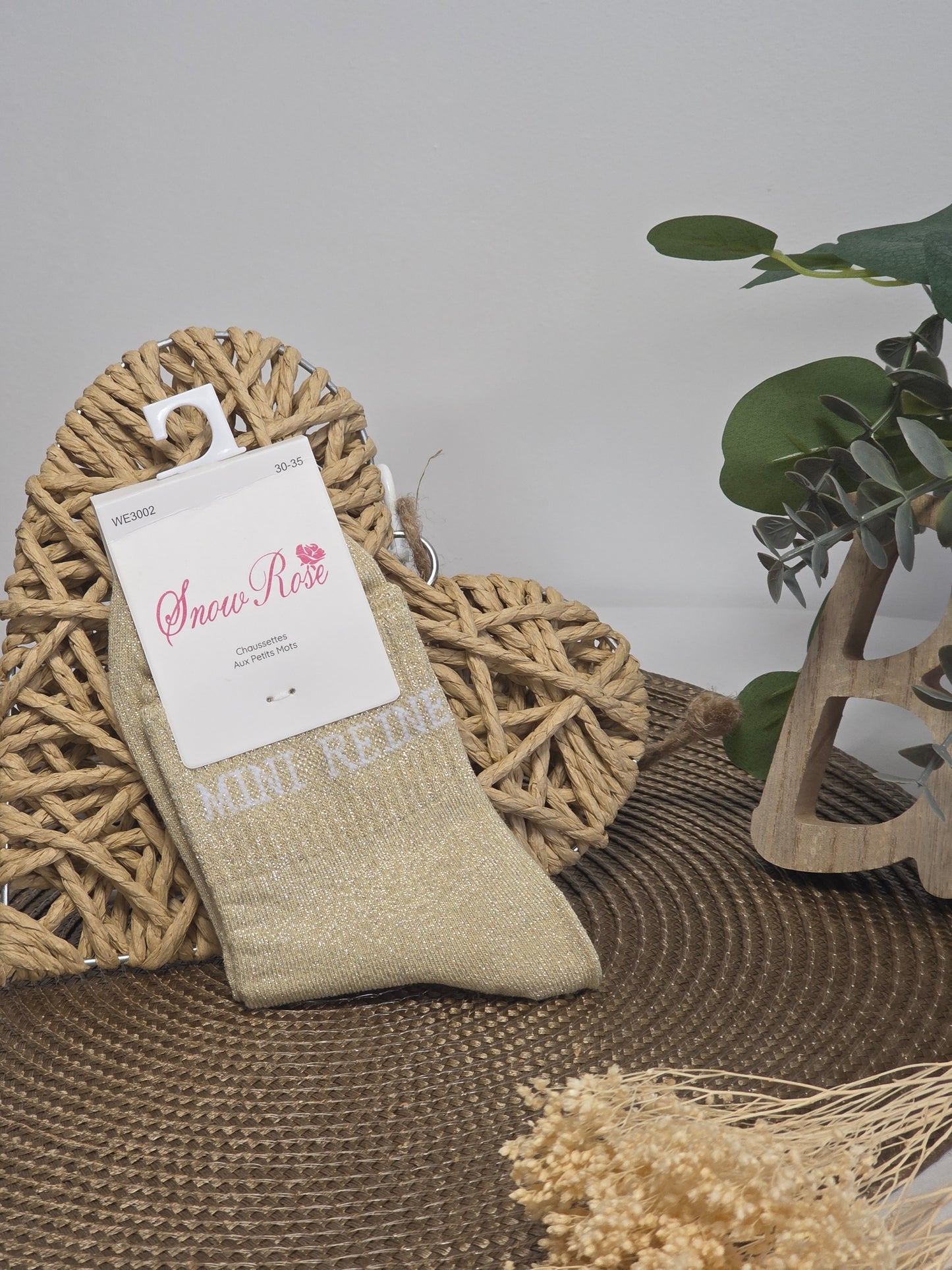 MINI REINE - Chaussette à Paillette Enfant  Beige Clair