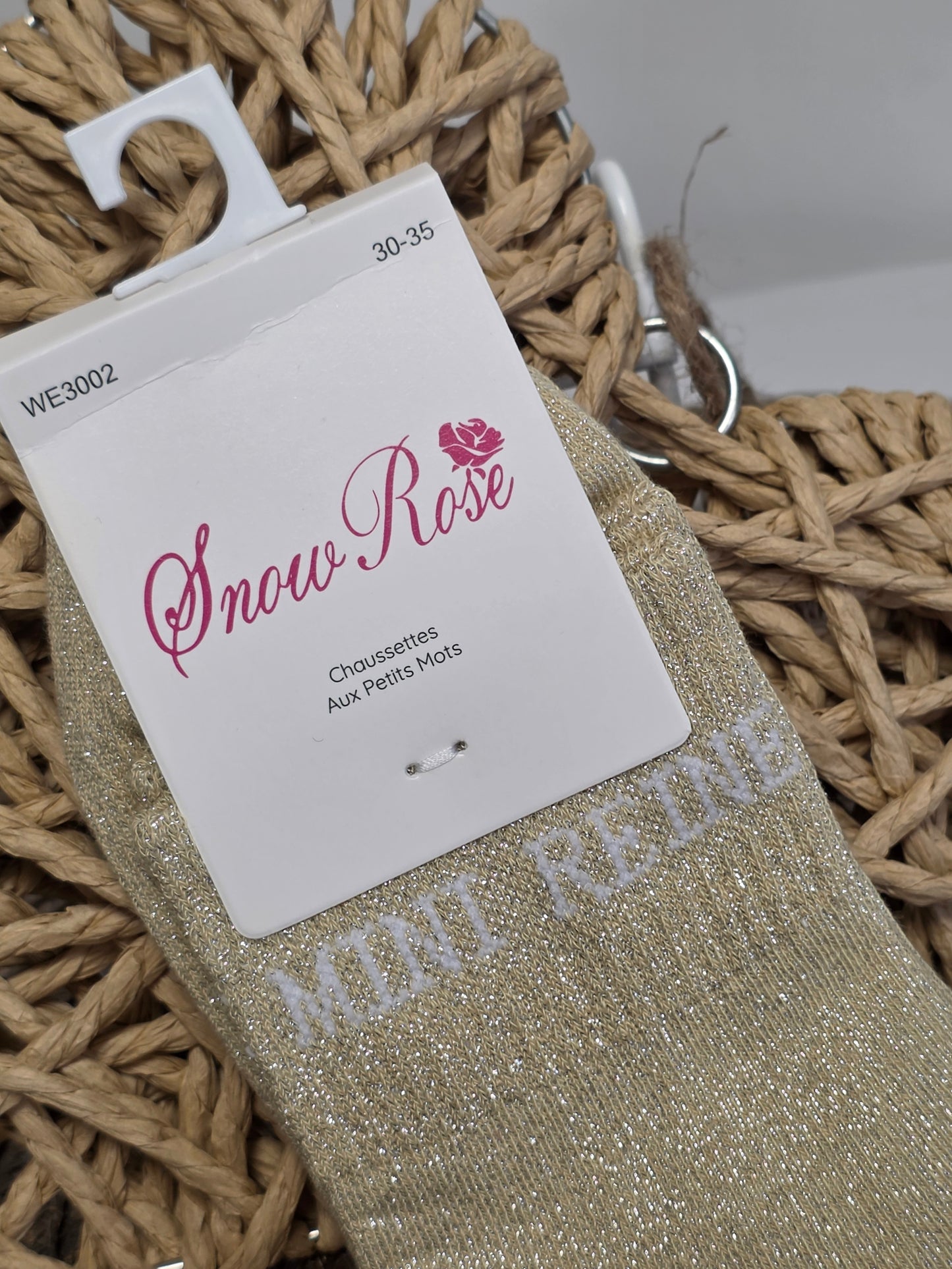 MINI REINE - Chaussette à Paillette Enfant  Beige Clair