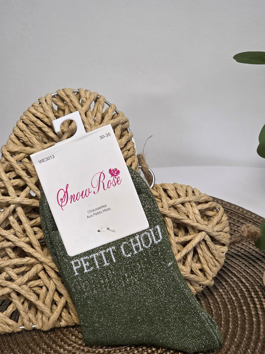 PETIT CHOU- Chaussette à Paillette Enfant  Vert