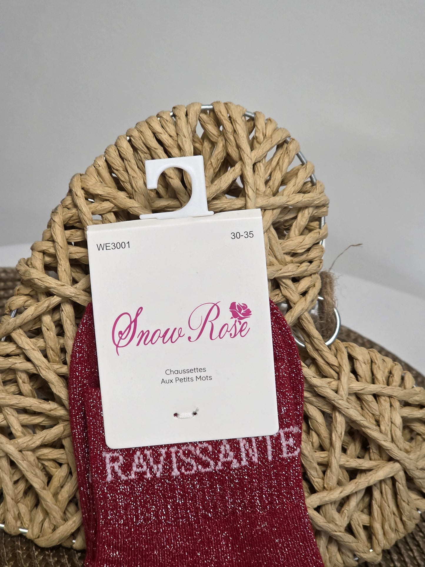 RAVISSANTE - Chaussette à Paillette Enfant  Rouge Foncé