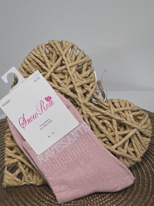 RAVISSANTE - Chaussette à Paillette Enfant  Rose