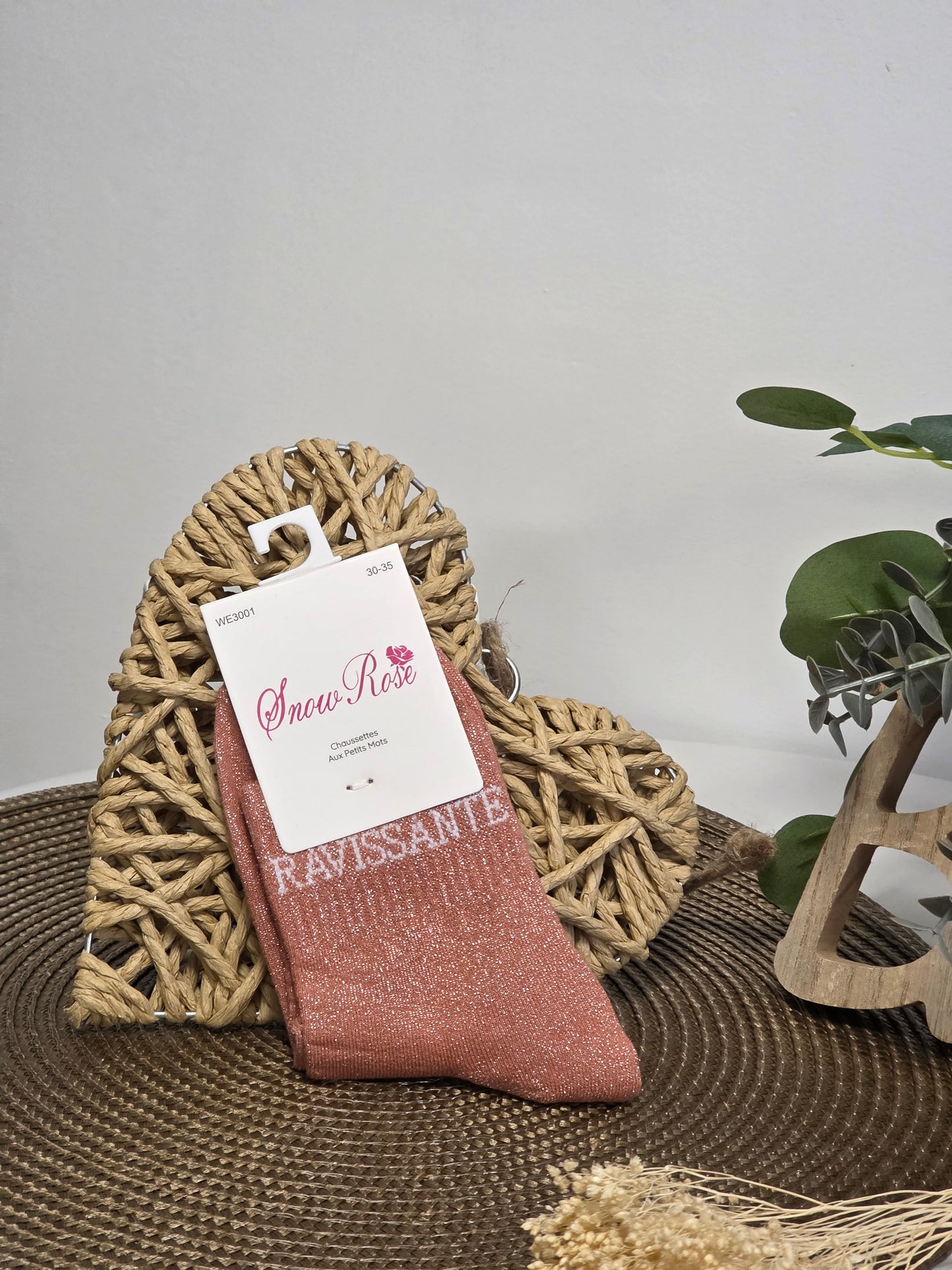 RAVISSANTE - Chaussette à Paillette Enfant  Corail Foncé