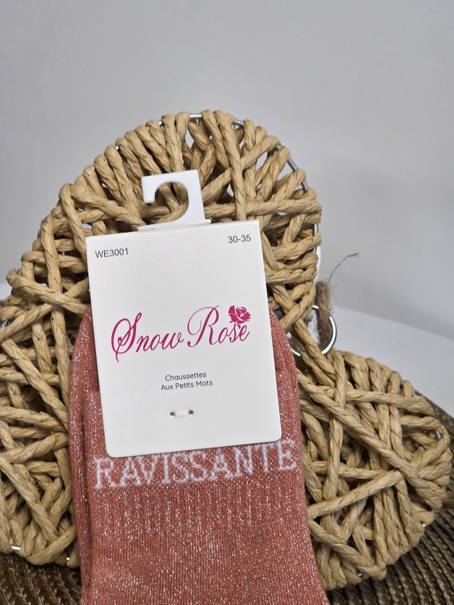 RAVISSANTE - Chaussette à Paillette Enfant  Corail Foncé
